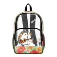 thumbnail image 1 of ZIATUBLES 17 Inch Clear Backpack, Heavy Duty Fabric & PVC Transparent Bag with Hedgehog Guitar Music Print, Large Capacity See Through Bookbag Easy to Clean for School & Travel, 1 of 7