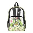 thumbnail image 1 of ZIATUBLES 17 Inch Clear Backpack, Heavy Duty Fabric & PVC Transparent Bag with Reinforced Strap, Large Capacity Frog Daisy Butterfly Print See Through Bookbag for School, Work & Travel, 1 of 7