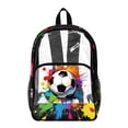 thumbnail image 1 of ZIATUBLES 17 Inch Clear Backpack, Heavy Duty Fabric & PVC Transparent Bag with Reinforced Strap, Large Capacity Rainbow Paint Soccer Ball Print See Through Bookbag for School, Work & Travel, 1 of 7