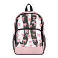 thumbnail image 1 of ZIATUBLES 17 Inch Heavy Duty Clear Backpack, Fabric & PVC Transparent Bag with Pink Polka Dot Bow Print, Large Capacity See Through Bag Easy to Clean for School College Work, 1 of 7