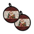 thumbnail image 1 of ZIATUBLES 2 PCS Pot Holders Heat Resistant Grip 2-in-1 Hot Pads with Pockets Non-Slip Soft Trivet Mat for Cooking and Baking 8 Inch Round Kitchen Counter Decor, Santa Claus Christmas Tree Candy Cane, 1 of 7