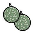 thumbnail image 1 of ZIATUBLES 2 PCS Pot Holders Heat Resistant Trivet Mat with Pockets Non-Slip Quilted Cotton-Like Liner Trivet Mat Washable Pan Mat 8 Inch Round Kitchen Counter Decor, Daisy Green, 1 of 7