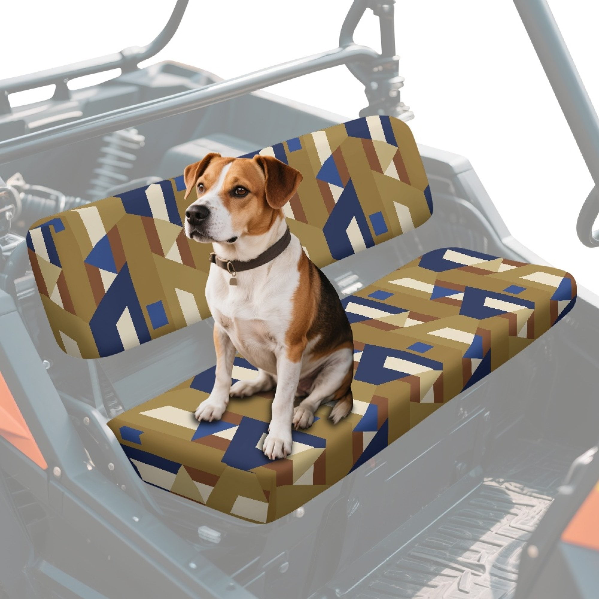 ZIATUBLES 2-Pack UTV Front Seat Covers with Abstract Geometry Print, Compatible with Kawasaki Mule 3000 3010, Washable Polyester Protective Cover, Fade & Wear Resistant