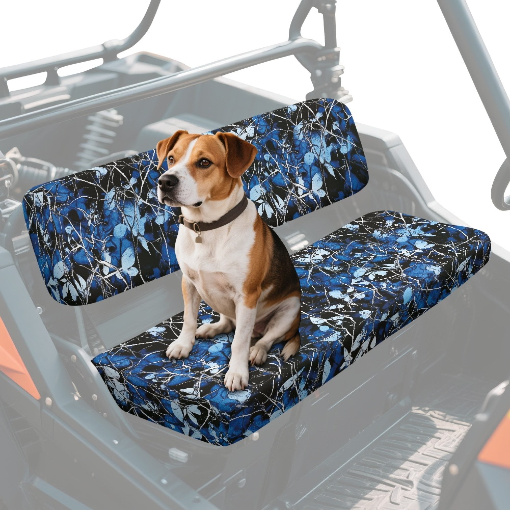 ZIATUBLES 2-Pack UTV Front Seat Covers with Blue Leaf Camo Print, Compatible with Kawasaki Mule 3000 3010, Washable Polyester Protective Cover, Fade & Wear Resistant
