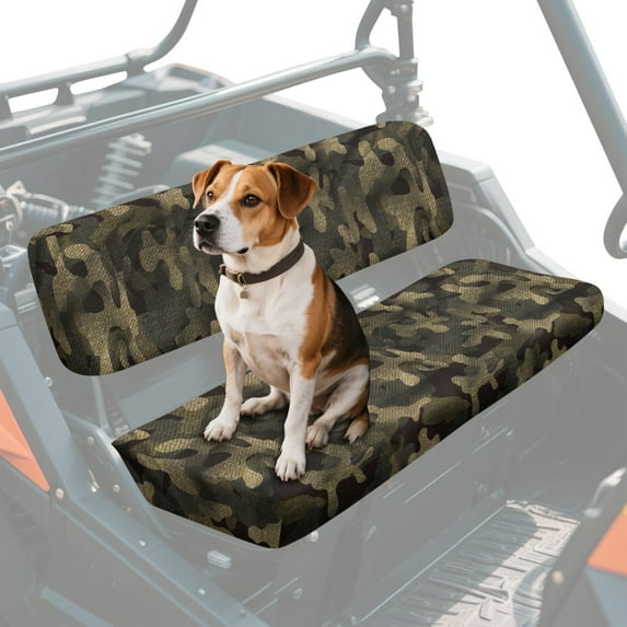 ZIATUBLES 2-Pack UTV Seat Covers with Dark Camouflage Print, Waterproof Scratch-Resistant Polyester Protectors for Kawasaki Mule Bench Seats, Easy to Clean UTV Decor Accessories Part