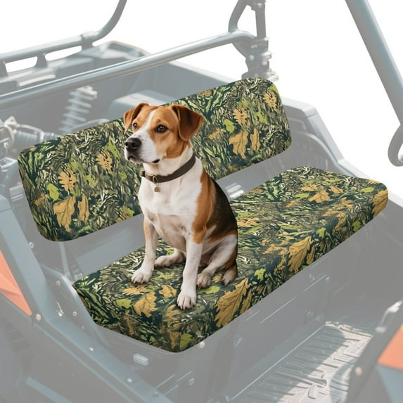 ZIATUBLES 2-Pack UTV Seat Covers, Universal Waterproof Scratch-Resistant Front Bench Protector Set for Mule, Easy Install Clean Deocr Accessory, Oak Leaf Camo Print