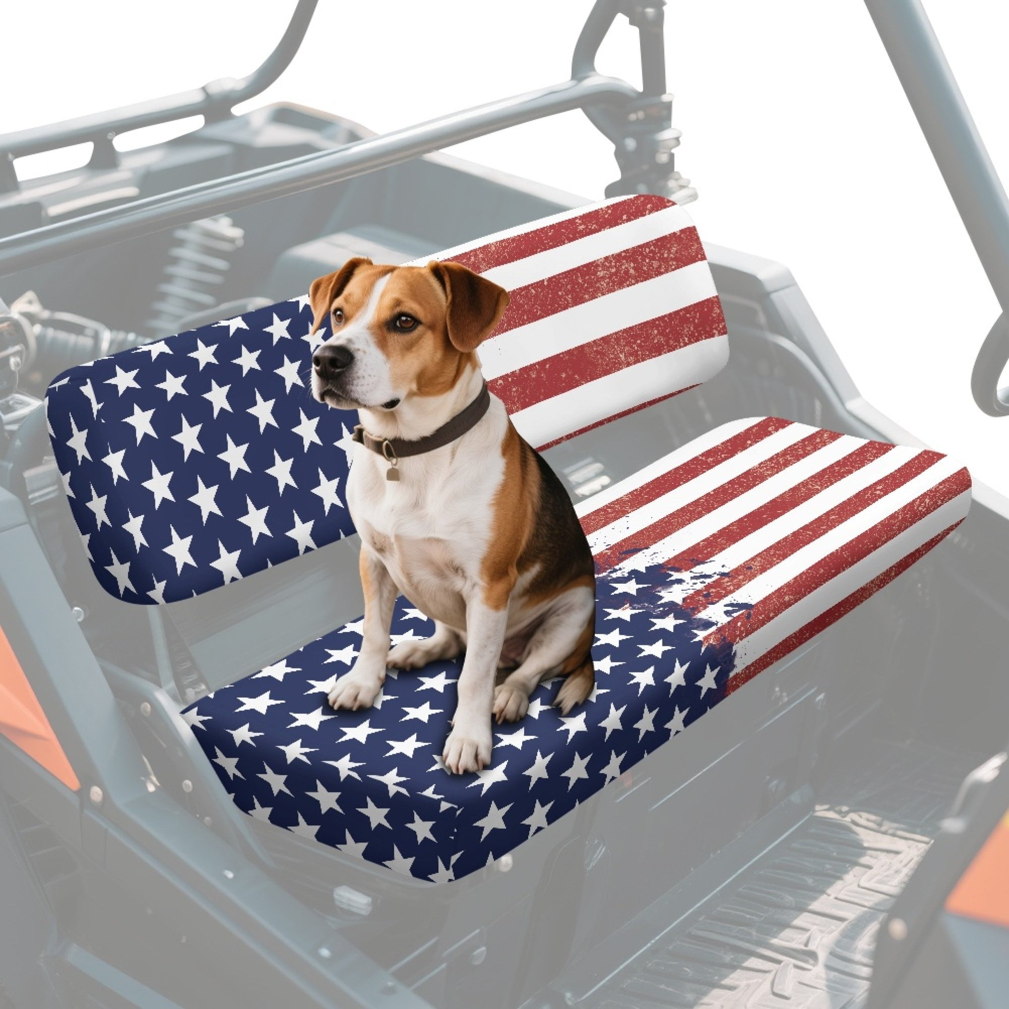 ZIATUBLES 2-Pack Waterproof UTV Seat Covers with American Flag Print, Replacement Bench Seat Protectors Compatible with Kawasaki Mule 3000 3010, Wear-Resistant Polyester UTV Seat Decor Covers