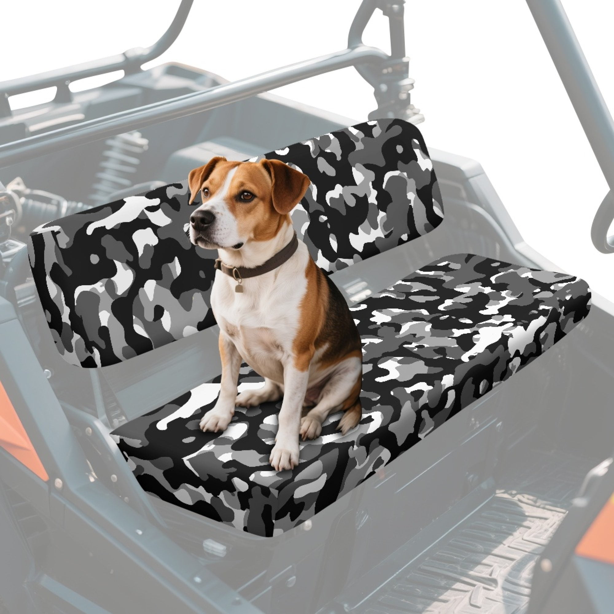 ZIATUBLES 2-Pack Waterproof UTV Seat Covers, Black Gary Camo Replacement Bench Seat Protectors Compatible with Kawasaki Mule 3000 3010, Wear-Resistant Polyester UTV Seat Decor Covers