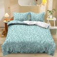 thumbnail image 1 of ZIATUBLES 3 Pcs King Size Polyester Duvet Cover Set, Teal Scroll Floral Print, Soft Washable Bedding with Zipper Closure, All-Season Bedroom Bed Linens,1 Duvet Cover and 2 Pillowcases, 1 of 8