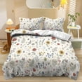 thumbnail image 1 of ZIATUBLES 3 Pcs Queen Size Polyester Duvet Cover Set, Botanical Butterfly Constellation Print, Soft Washable Bedding with Zipper Closure, All-Season Bedroom Bed Linens,1 Duvet Cover and 2 Pillowcases, 1 of 8