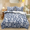 thumbnail image 1 of ZIATUBLES 3 Pcs Twin Size Polyester Duvet Cover Set, Tropical Leaves Print, Soft Washable Bedding with Zipper Closure, All-Season Bedroom Bed Linens,1 Duvet Cover and 2 Pillowcases, 1 of 8