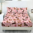 thumbnail image 1 of ZIATUBLES 3 Pcs Twin Size Sheet Set, Pink Dachshund Printed Soft Comfort Bedding Sets with 1 Fitted Sheet and 2 Pillowcases, Cooling Cozy All-Season Bed Sheets, 1 of 5