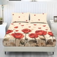 thumbnail image 1 of ZIATUBLES 3-Piece Full Sheet Set, Rose Love Heart Print Cooling Sheets, Soft Cozy 9.8" Standard Pocket Full Sheets with Pillowcases, Easy-Care Bedding for Valentine's Day, Ideal for Comfy Sleep, 1 of 5