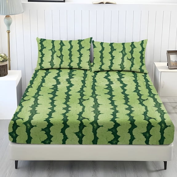 ZIATUBLES 3-Piece Full Size Bed Sheets Set, Soft Cooling Bedding with Elasticized 9.8" Standard Pocket, Cozy Comfy Full Sheets in Watermelon Rind, Easy Care for All-Season Use