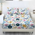 thumbnail image 1 of ZIATUBLES 3-Piece Full Size Sheet Set Soft Cooling Polyester Bedding with Butterfly Floral Print 1 Fitted Sheet and 2 Pillowcases Breathable All-Season Comfort for Bedroom, 1 of 5