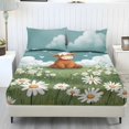 thumbnail image 1 of ZIATUBLES 3-Piece Full Size Sheet Set Soft Cooling Polyester with Cow Daisy Print 1 Fitted Sheet and 2 Pillowcases Breathable and Comfortable for Year-Round Use, 1 of 5