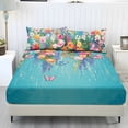 thumbnail image 1 of ZIATUBLES 3-Piece Queen Size Sheet Set Soft Polyester Bedding with Blue Flower Butterfly Print Cooling and Cozy All-Season Bedding 1 Fitted Sheet and 2 Pillowcases, 1 of 5