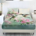 thumbnail image 1 of ZIATUBLES 3-Piece Twin Size Cooling Sheet Set – Soft Polyester Bedding, Cozy and Breathable All-Season Sheets with 1 Fitted Sheet and 2 Pillowcases, Hummingbird Pink Flower Print, 1 of 9
