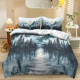 thumbnail image 1 of ZIATUBLES 3-Piece Twin Size Duvet Cover Set, Moonlit Pine Forest Printed Modern Bedding, Breathable Lightweight All-Season Duvet Cover with 2 Pillowcases, Easy Care Dorm Apartment Bed Linens, 1 of 8