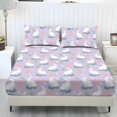 thumbnail image 1 of ZIATUBLES 3-Piece Twin Size Sheet Set, Soft Cooling Polyester Bedding-Breathable and Comfortable for All-Season Use, 1 Fitted Sheet and 2 Pillowcases, Rabbit Easter Egg Paw Print, 1 of 9