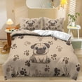 thumbnail image 1 of ZIATUBLES 3 Pieces Queen Size Duvet Cover Set, Pug Puppy Paw Print, Soft Polyester All-Season Bedding, 1 Duvet Cover and 2 Pillowcases, Comfy Bed Lines for Home, Dorms, 1 of 8