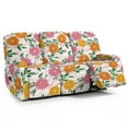 thumbnail image 1 of ZIATUBLES 3 Seater Recliner Sofa Covers Set of 8, Reclining Couch Slipcovers Stretch Recliner Covers with Storage Pocket, Soft Fitted Furniture Protector Slipcovers, Daisy Pink White Marble, 1 of 9