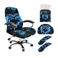 thumbnail image 1 of ZIATUBLES 5 PCS Office Chair Cover Set Includes High Back Chair Stretch Slipcover with Armrest Cover, Tissue Box Organizer and Remote Control Holder, Dolphin Flower Heart Print, L, 1 of 7