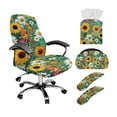 thumbnail image 1 of ZIATUBLES 5 Piece Office Decor Set, Chair Cover with Armrest Slipcover, Remote Control Holder and Folding Tissue Box Organizer Office Decorative Accessories, Sunflower Daisy Painting, S, 1 of 7
