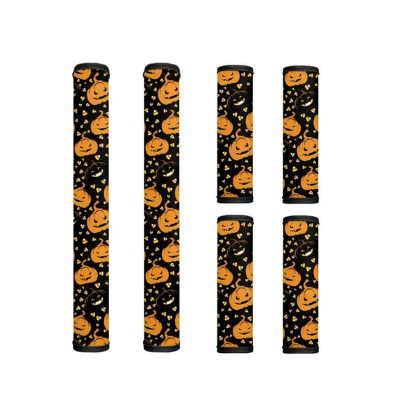 ZIATUBLES 6 PCS Refrigerator Door Handle Covers Kitchen Appliance Handles Protector Decor for Fridge Oven Dishwasher Washable Anti-skid Home Decors, Pumpkin Candy Corn Black Halloween