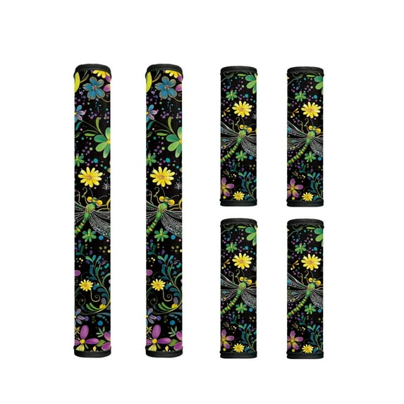ZIATUBLES 6 PCS Refrigerator Door Handle Covers Protective Electrical Kitchen Appliances Gloves Sturdy with Hook and Loop Fastener Washable Fridge Microwave Oven Accessories, Dragonfly Floral
