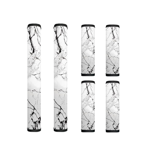 ZIATUBLES 6 PCS Refrigerator Door Handle Covers Protective Electrical Kitchen Appliances Gloves Sturdy with Hook and Loop Fastener Washable Handle Gloves for Fridge Microwave Oven, Black White Marble