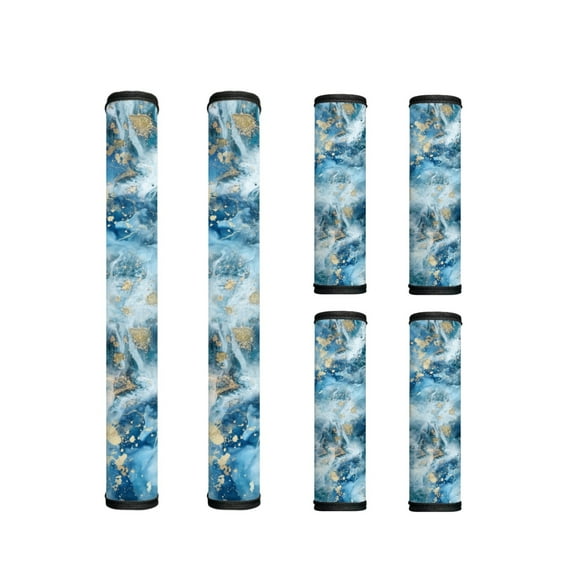 ZIATUBLES 6 PCS Refrigerator Door Handle Gloves Anti-static Fridge Handle Cover Washable Kitchen Appliance Decor Handles for Dishwasher Oven Microwave, Blue White Golden Marble