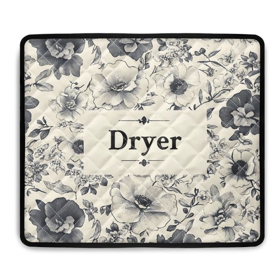 ZIATUBLES Washer Dryer Top Protector Mat Multiple Washing Machine Dustproof Top Cover Pad for Laundry Room Kitchen Washable Home Decor Accessories, 24 x 19.7 Inch, Dryer Flower
