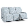 thumbnail image 1 of ZIATUBLES 8 PCS Recliner Sofa Covers for 3 Seater Counch, Soft Stretch Recliner Chair Covers with Storage Pockets Furniture Decor Slipcovers for Living Room, White Floral Light Blue, 1 of 9
