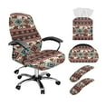 thumbnail image 1 of ZIATUBLES American Tribal Ethnic Pattern Office Chair Cover with Armrest Covers, 5 Compartments Remote Control Holder and PU Leather Tissue Box Cover, 5 Piece Home Office Decor Accessories Set, L, 1 of 7