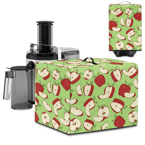 ZIATUBLES Apple Print Juicer Cover Canvas Kitchen Appliance Dust Cover with Top Handle Stain-Resistant Fruit-Themed Countertop Decor Accessories, Size L, 17 "W x 11 "D x 15 "H