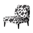 thumbnail image 1 of ZIATUBLES Armless Accent Chair Slipcover Stretch Armless Chair Cover Spandex Slipper Chair Covers without Arms Stretch Removable Modern Furniture Protector for Living Room, Black White Cow Print, 1 of 7