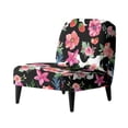 thumbnail image 1 of ZIATUBLES Armless Chair Slipcover Stretch Spandex Fabric Accent Chair Covers without Arms Removable Furniture Protector with Elastic Bottom for Living Dining Room, Flower Leaf Strawberry Cow Print, 1 of 7