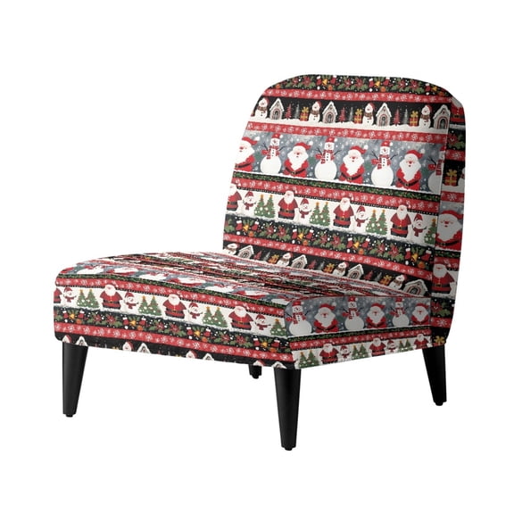 ZIATUBLES Armless Couch Cover Stretch Accent Chair Cover Soft Chair Covers Non-Slip Slipper Chair Slipcover Modern Chair Protector Cover, Christmas Tree Santa Claus Snowman Stocking Bell
