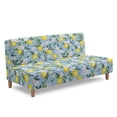 thumbnail image 1 of ZIATUBLES Armless Futon Couch Cover with Elastic Bottom, Stretch Sofa Slipcover Full Queen Size Furniture Protector Machine Washable Sofa Bed Cover, Lemon Flower Print, 1 of 9