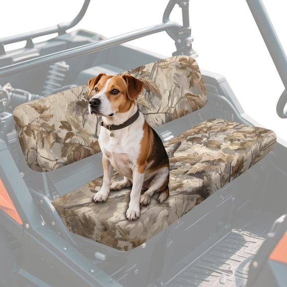 ZIATUBLES Autumn Tree Leaf Print UTV Seat Covers 2 Pack, Waterproof Polyester Replacement Front Bench Seats Covers, Wear-Resistant UTV Outdoor Accessory Part for Kawasaki Mule