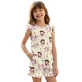 thumbnail image 1 of ZIATUBLES Axolotl Music Print Girls Summer Romper Ruffle Cap Sleeves One-Piece Short Jumpsuit Soft Comfort Kids Casual Playsuit with Pockets for 5-6 Y, 1 of 6