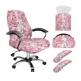 thumbnail image 1 of ZIATUBLES Axolotl Pink Flower 5 PCS Office Chair Cover Set Includes High Back Chair Stretch Slipcover with Armrest Cover, Tissue Box Organizer and 5 Compartments Remote Control Holder, S, 1 of 7