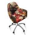 thumbnail image 1 of ZIATUBLES Black Cat Maple Leaf Print Home Office Chair Cover Breathable Comfy Vanity Desk Chair Slipcover Stretchable Swivel Accent Armchair Slipcover for Living Dining Room Bedroom Home Office, 1 of 7