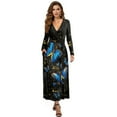 thumbnail image 1 of FKELYI Blue Butterfly Print Long Sleeve Maxi Dress for Women V-Neck Soft Casual Dress Flowy A-Line Dresses with Side Pockets for Party Wedding, 2XL, 1 of 6