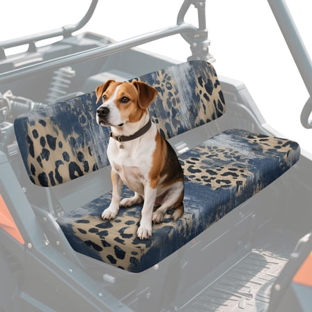 ZIATUBLES Blue Leopard Print UTV Seat Covers 2 Pack, Waterproof Polyester Replacement Front Bench Seats Covers, Wear-Resistant UTV Outdoor Accessory Part for Kawasaki Mule
