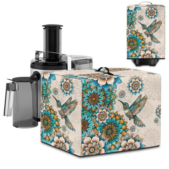 ZIATUBLES Boho Hummingbird Mandala Flower Juice Extractor Cover Dustproof Kitchen Appliance Cover Stain Resistant Canvas Blender Dust Cover Protector for Countertop, 17 "W x 11 "D x 15 "H