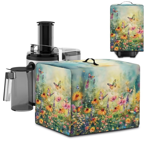 ZIATUBLES Butterfly Wildflower Print Kitchen Juicer Dust Cover Stain Resistant Appliance Protective Case Kitchen Countertop Organized Decor Accessories, Large Size, 17 "W x 11 "D x 15 "H