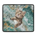 thumbnail image 1 of ZIATUBLES Cat Teal Marble Washing Machine Dust Top Cover Mat Soft Washer Dryer Top Protefctor Pads Versatile Home Laundry Room Kitchen Decor Accessories, 24 x 19.7 Inch, 1 of 7