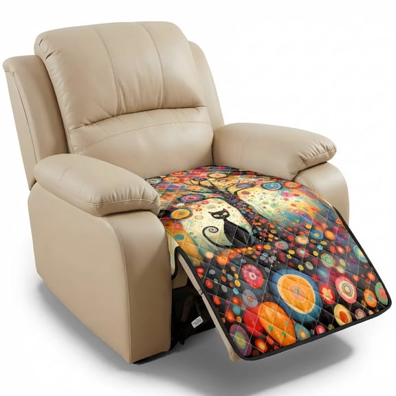 ZIATUBLES Cat Tree Art Printed Recliner Chair Cover, Universal Polyester Sofa Seat Cushion Cover with Side Flaps for Secure Fit, Washable Furniture Protector for Living Room